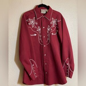 H bar C vintage 70’s western shirt with pearl snaps.